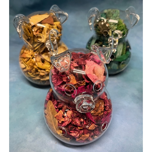 534 - 10x Thin glass Pot Pourri holders - Animal design