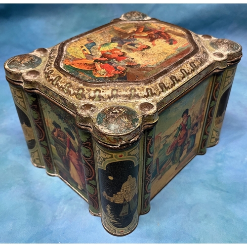 535 - Antique decorative Biscuit tin