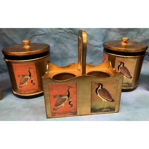 602 - 4x Plant pots, 2 ice buckets and wine carrier with Bird Themes