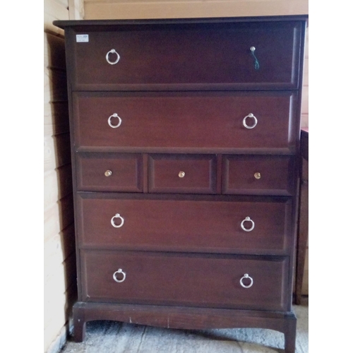 1107 - Stag 7 Drawer chest (missing one handle) - 102h x 83w x 49d