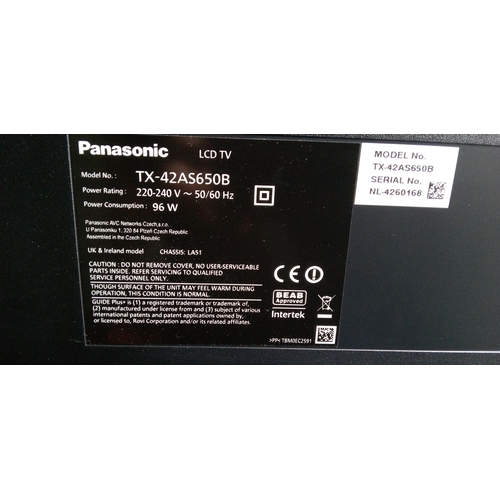 861 - A 42 inch Panasonic TV, on stand with remote - Model NOTX-42A565OB