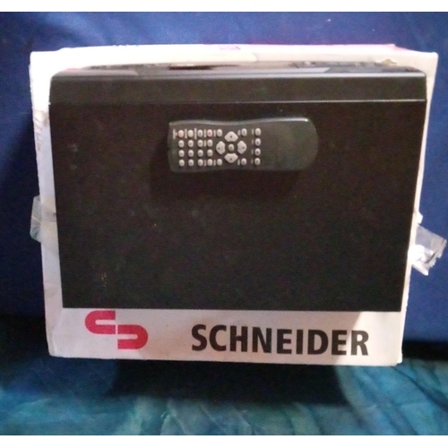 876 - Schneider Video Plus VHS player with remote and instructions in original box