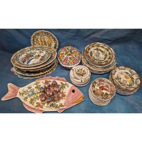 108 - A large quantity of China plates, bowls and dinner service from Skyros, Greece.