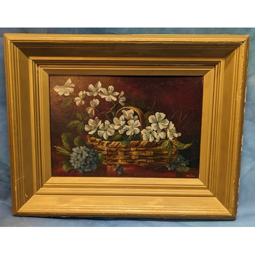 748 - Flowers in a Basket Oil Painting