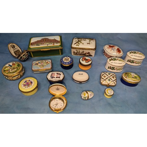 104 - A collection of enamel and other trinket pots etc - 1 broken as pictured