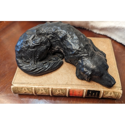 228 - Antique Richard Rohac Labrador Sleeping on Gardeners History  of England Base