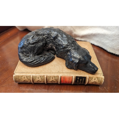 228 - Antique Richard Rohac Labrador Sleeping on Gardeners History  of England Base