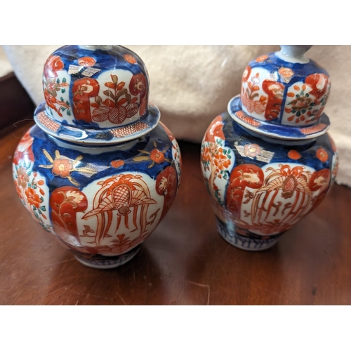 26 - A Pair of Antique Japanese Imari Jars c1890