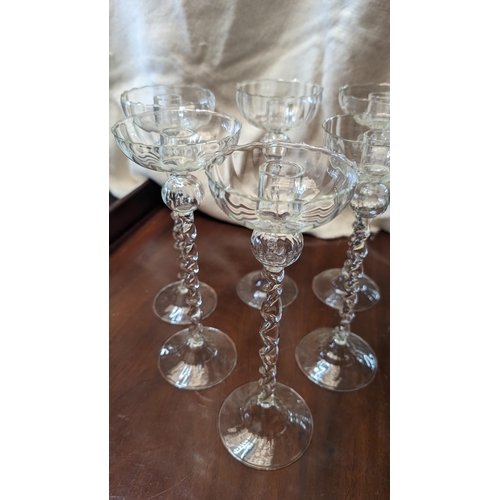 275 - Antique Twisted Stem Crystal Candle Holders x 6