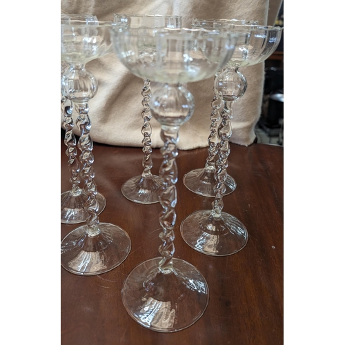 275 - Antique Twisted Stem Crystal Candle Holders x 6