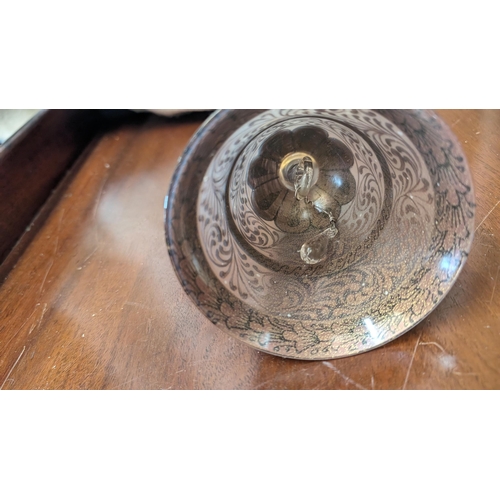 299 - An Antique Fine Glass Bell with Gold Painted Decoration with White Droplets