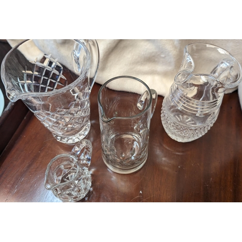 570 - 3 x Crystal Jugs and a Small Creamer