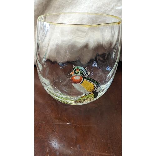 573 - Set of 4 x  Vintage Ned Smith Wild Duck Glasses