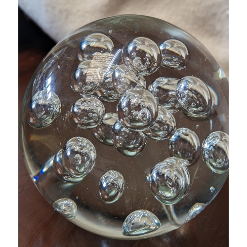 608 - A Very Large Glass Paperweight with Bubbles