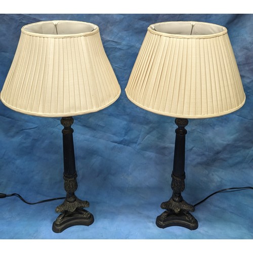 72 - A pair of French Empire style electric lamps - 78cm to top of shade