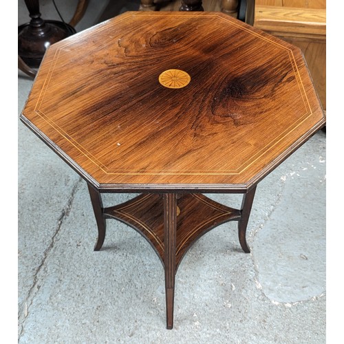 98 - A Victorian Octagonal Inlaid Table 67 x 56 x 56cm