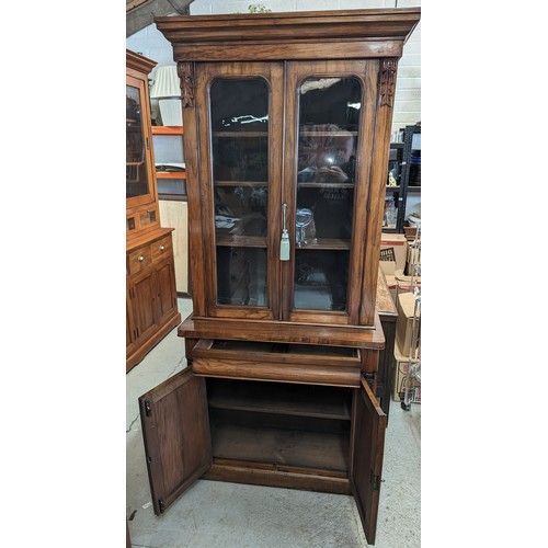 191 - Antique Mahogany glazed library unit in 2 parts