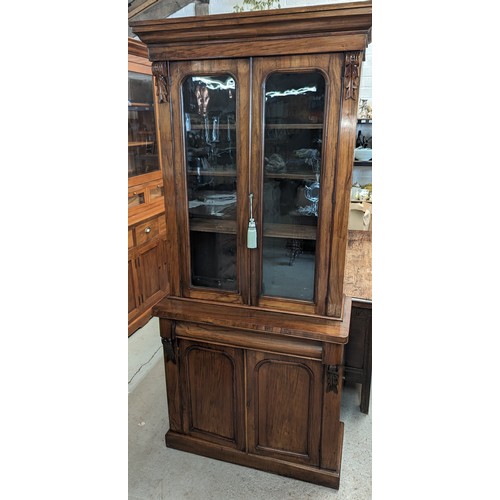 191 - Antique Mahogany glazed library unit in 2 parts