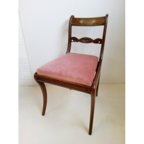 355 - A Set Of 4 Dining Chairs With Inlay.
83cn High,46cm Wide,40cm deep.