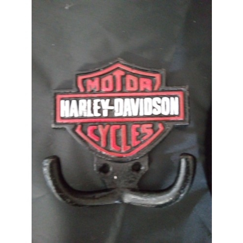 892 - Harley Davidson Clock and Coat Peg.