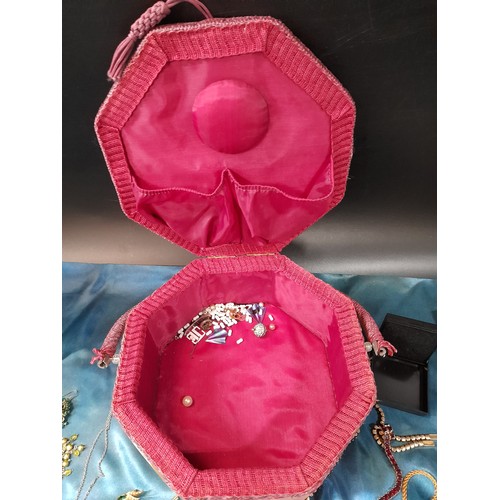 410 - A Jewellery Box and Contents including Crystal Necklace