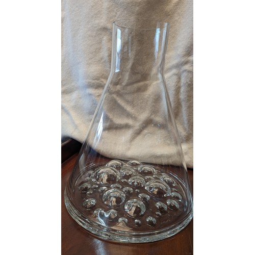 260 - Vintage extra large glass vase with bubbles on the bottom - 36cm high, approx 30cm diameter