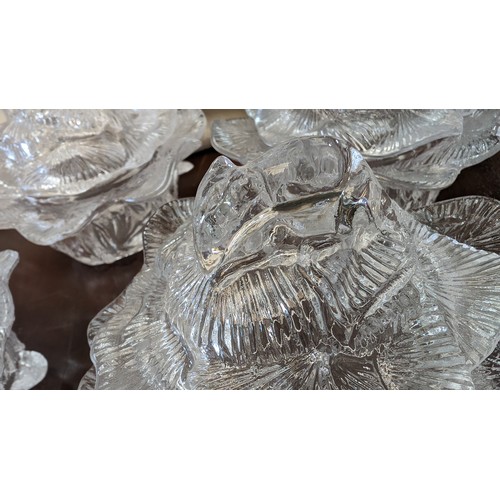 367 - Antique Valleysthal Cabbage candy boxes in moulded crystal x8 with mice decorative top (1x broken ed... 