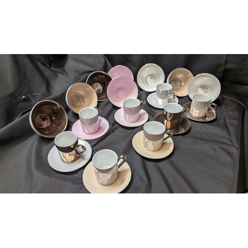 295 - Vintage Small Expresso Cups and Bowls in Polished  Finish with Various Colours x 24 pieces