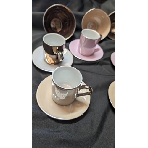 295 - Vintage Small Expresso Cups and Bowls in Polished  Finish with Various Colours x 24 pieces