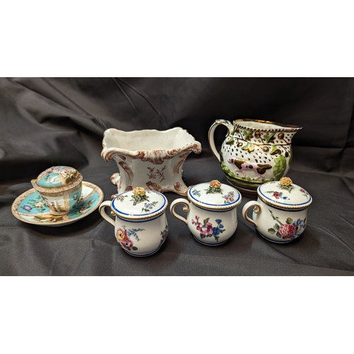 237 - A Collection of Antique Porcelain inc. Dresden, Paragon and 18th Century Custard Pots x 3 ( 7 items ... 