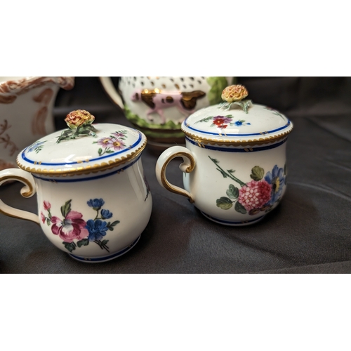 237 - A Collection of Antique Porcelain inc. Dresden, Paragon and 18th Century Custard Pots x 3 ( 7 items ... 