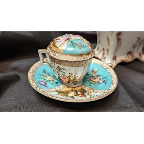 237 - A Collection of Antique Porcelain inc. Dresden, Paragon and 18th Century Custard Pots x 3 ( 7 items ... 