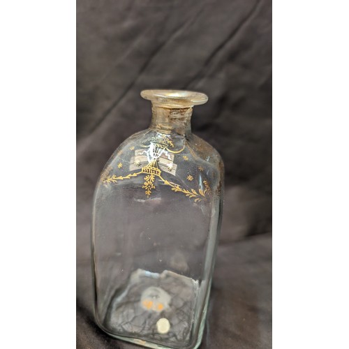 258 - 6 x Antique Perfume Bottles inc. Large brass Overlaid Bottle - no stooper and slight chip to rim