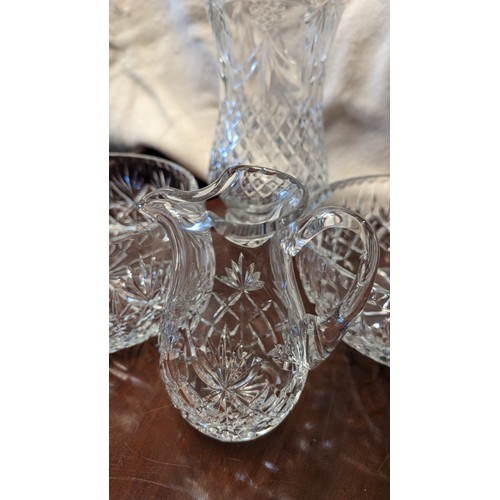 577 - 2 Vintage Lead crystal fruit bowls, large vase and cream jug - 4 items total