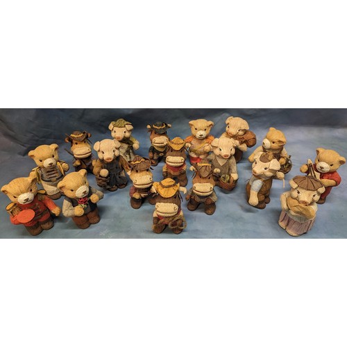 163 - A Collection of Crepe Paper/ Papiermache Teddy Bears and Other Animals x 18 14cm high