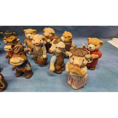 163 - A Collection of Crepe Paper/ Papiermache Teddy Bears and Other Animals x 18 14cm high