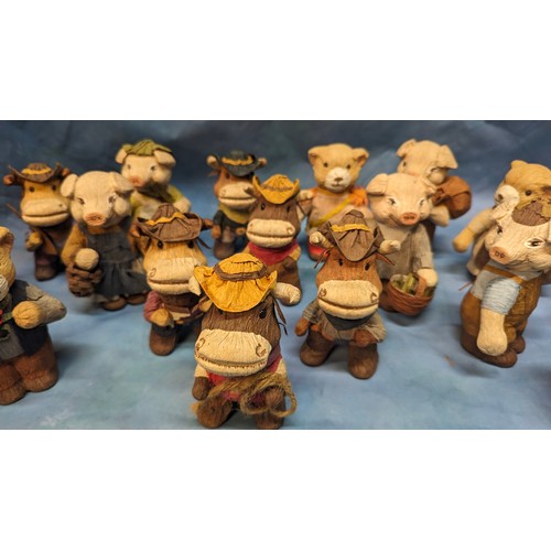 163 - A Collection of Crepe Paper/ Papiermache Teddy Bears and Other Animals x 18 14cm high