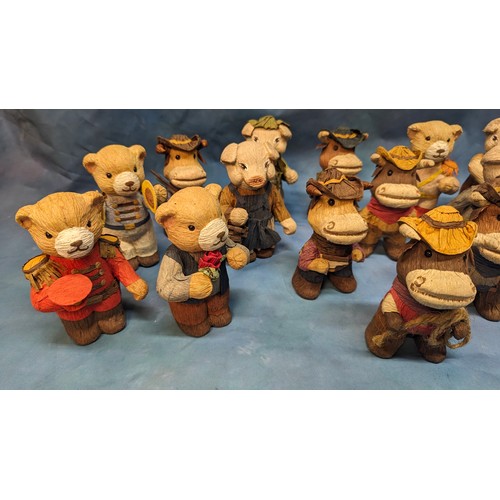 163 - A Collection of Crepe Paper/ Papiermache Teddy Bears and Other Animals x 18 14cm high