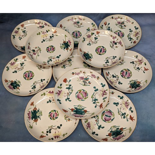 169 - 11 x Antique Handpainted Quing Dynasty Plates