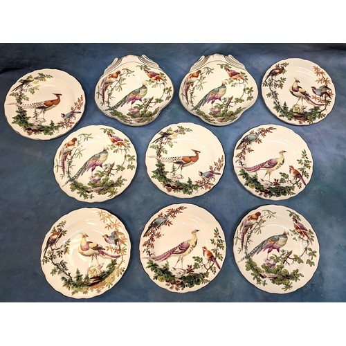 170 - 10 x Mottahedeh Williamsburg Chelsea Bird Plates - 1 chipped as pictured