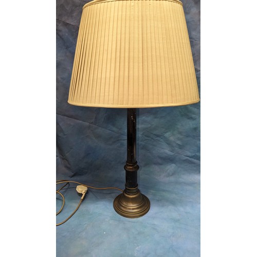 176 - A Brass and Marble Lamp 82cm High with Shade