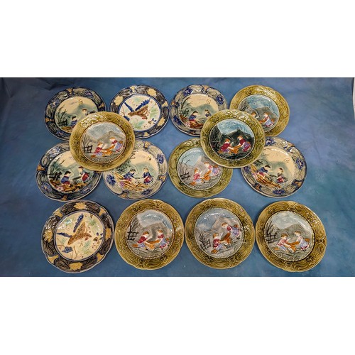 244 - 14 x Wasmuel Majolica Plates Circa 1890