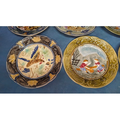 244 - 14 x Wasmuel Majolica Plates Circa 1890