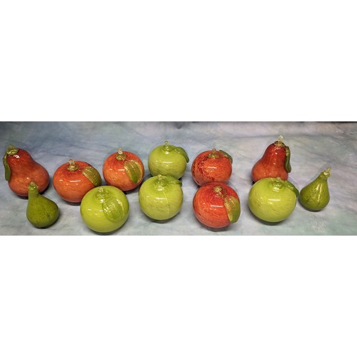 247 - A Collection of Hand Painted Blown Glass Apples and Pears ( 3 with fractures)