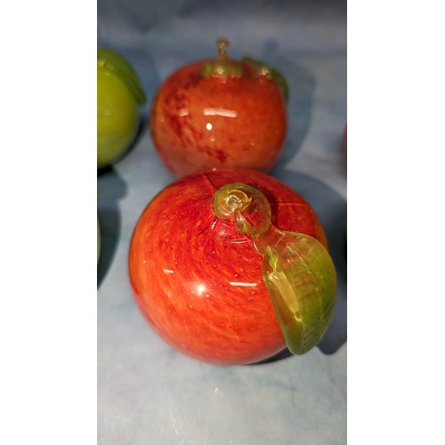 247 - A Collection of Hand Painted Blown Glass Apples and Pears ( 3 with fractures)