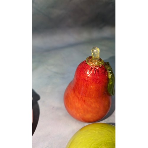 247 - A Collection of Hand Painted Blown Glass Apples and Pears ( 3 with fractures)