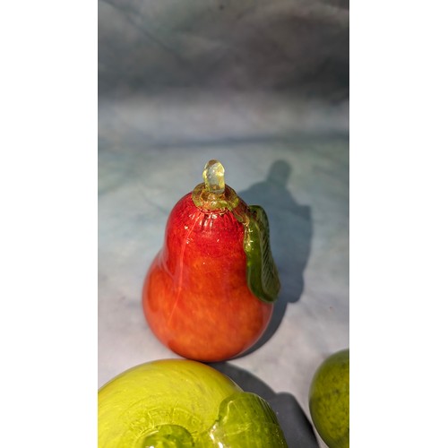 247 - A Collection of Hand Painted Blown Glass Apples and Pears ( 3 with fractures)