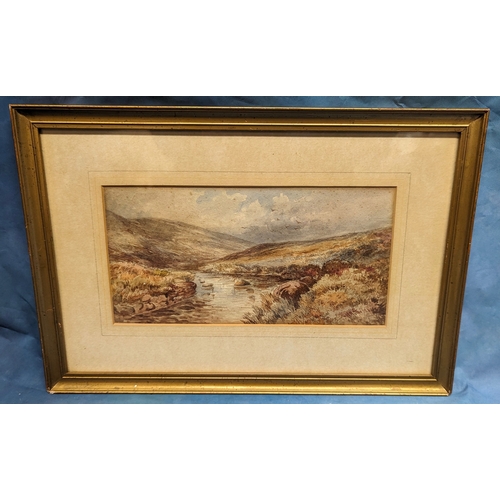 691 - A vintage watercolour of a highland scene - 42 x 28cm