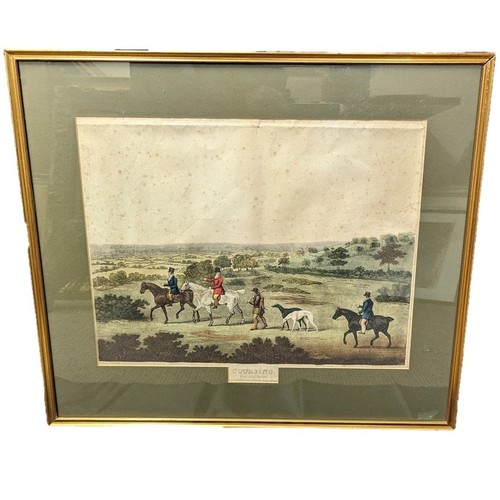 780 - 'Coursing' An 1820 hand coloured engraving 'A view of Lord Arden's Epsom' engraved by L. Pollard fro... 