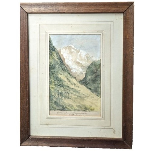 784 - A vintage Watercolour of a glacier. 47 x 37cm in frame